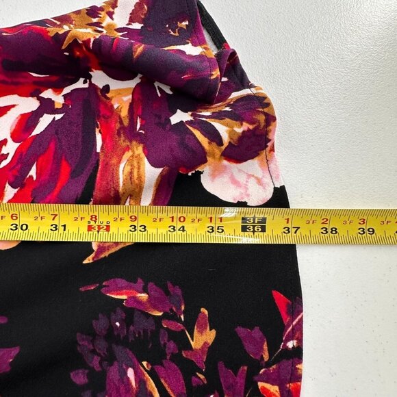 Roz & Ali Size 12 Black Floral Print 3/4 Sleeve Dress Romantic Flounce Ruffle - Picture 4 of 10